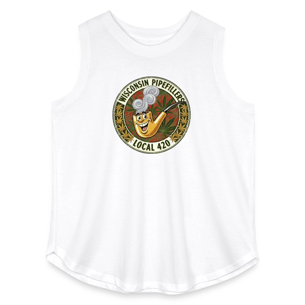 WISCONSIN PIPEFILLERS LOCL 420 F/B DESIGN Women's Curvy Relaxed Tank Top - white