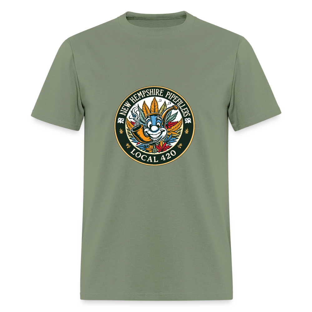NEW HEMPSHIRE PIPEFILLERS LOCAL 420 2 EMBLEM Men's T-Shirt - military green