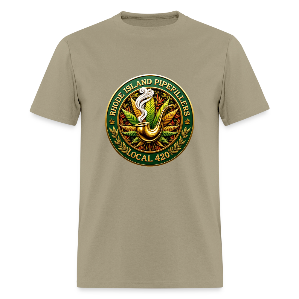 RHODE ISLAND PIPEFILLERS LOCAL 420 F/B DESIGNS Men's T-Shirt - khaki