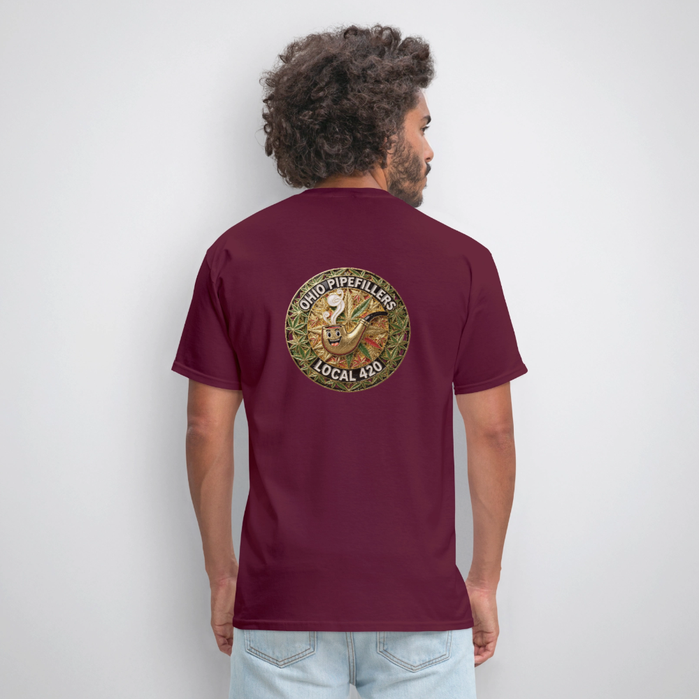 OHIO PIPEFILLERS LOCAL 420  F/B DESIGNS Men's T-Shirt - burgundy