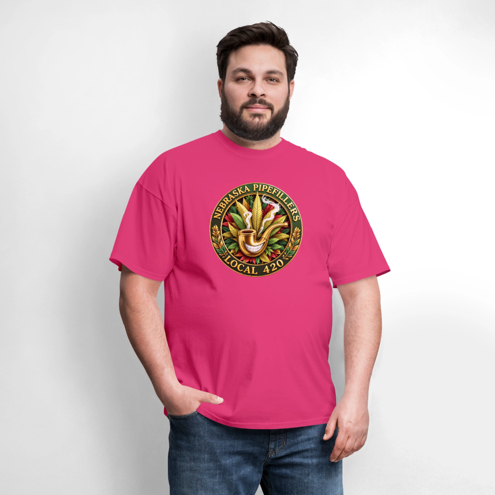 NEBRASKA PIPEFILLERS LOCAL 420 F/B DESIGNS Men's T-Shirt - fuchsia