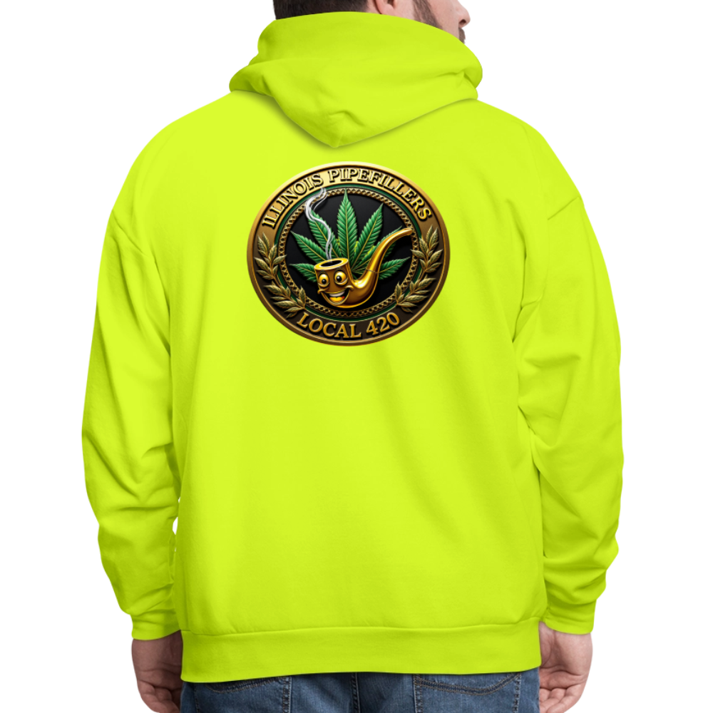 ILLINOIS PIPEFILLERS LOCAL 420 F/B DESIGN Men's Hoodie - safety green