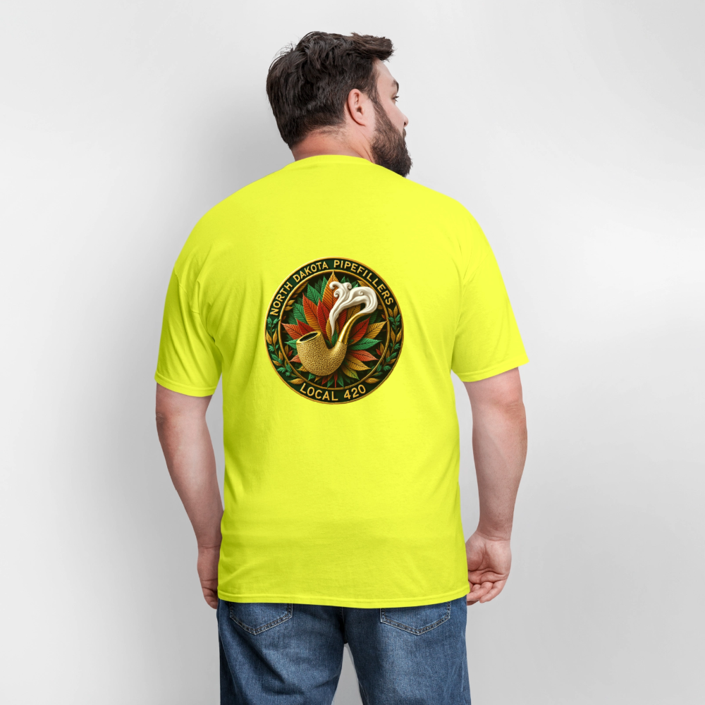 NORTH DAKOTA PIPEFILLERS LOCAL 420 F/B DESIGNS Men's T-Shirt - safety green