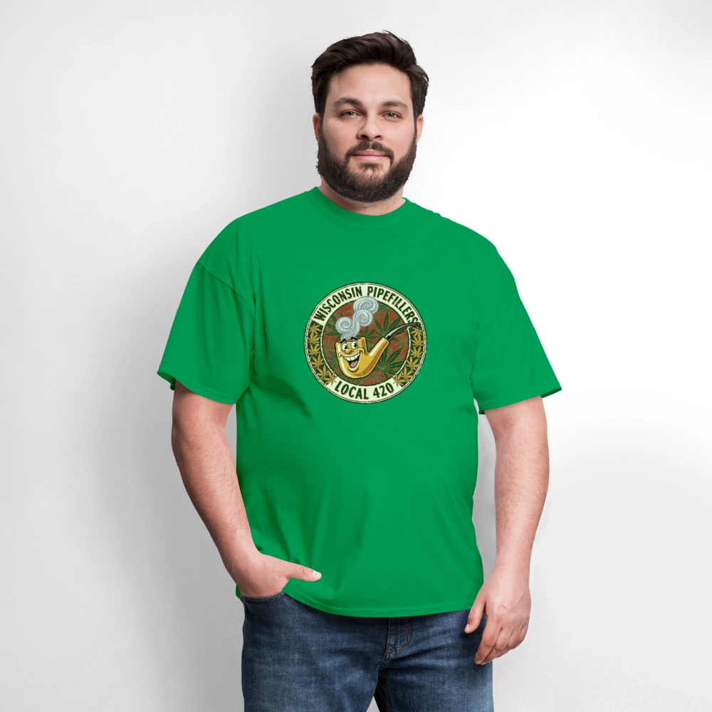 WISCONSIN PIPEFILLERS LOCL 420 F/B DESIGN Men's T-Shirt - bright green