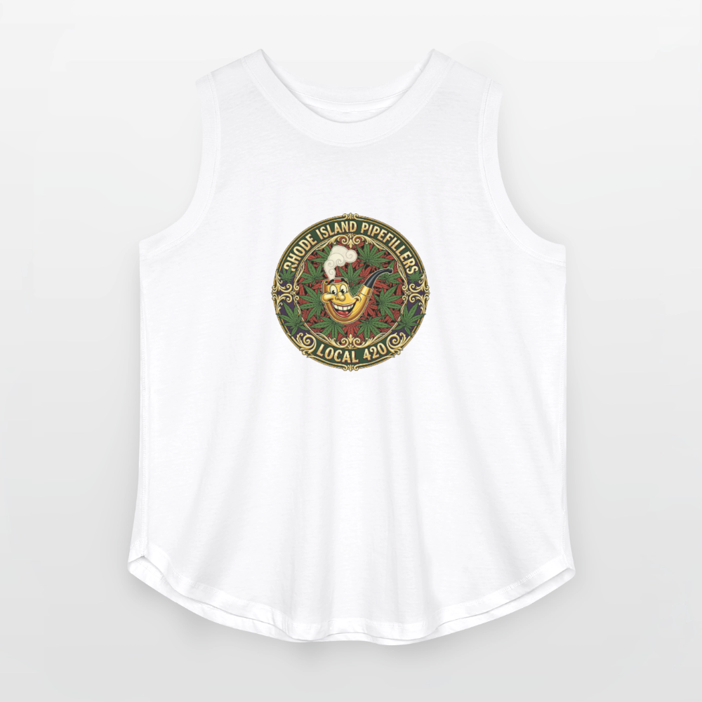 TEXAS PIPEFILLERS LOCAL 420  Women's Curvy Relaxed Tank Top - white