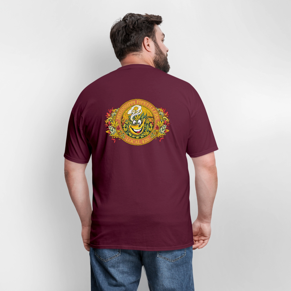 MISSISSIPPI PIPEFILLERS LOCAL 420 F/B DESIGNS Men's T-Shirt - burgundy