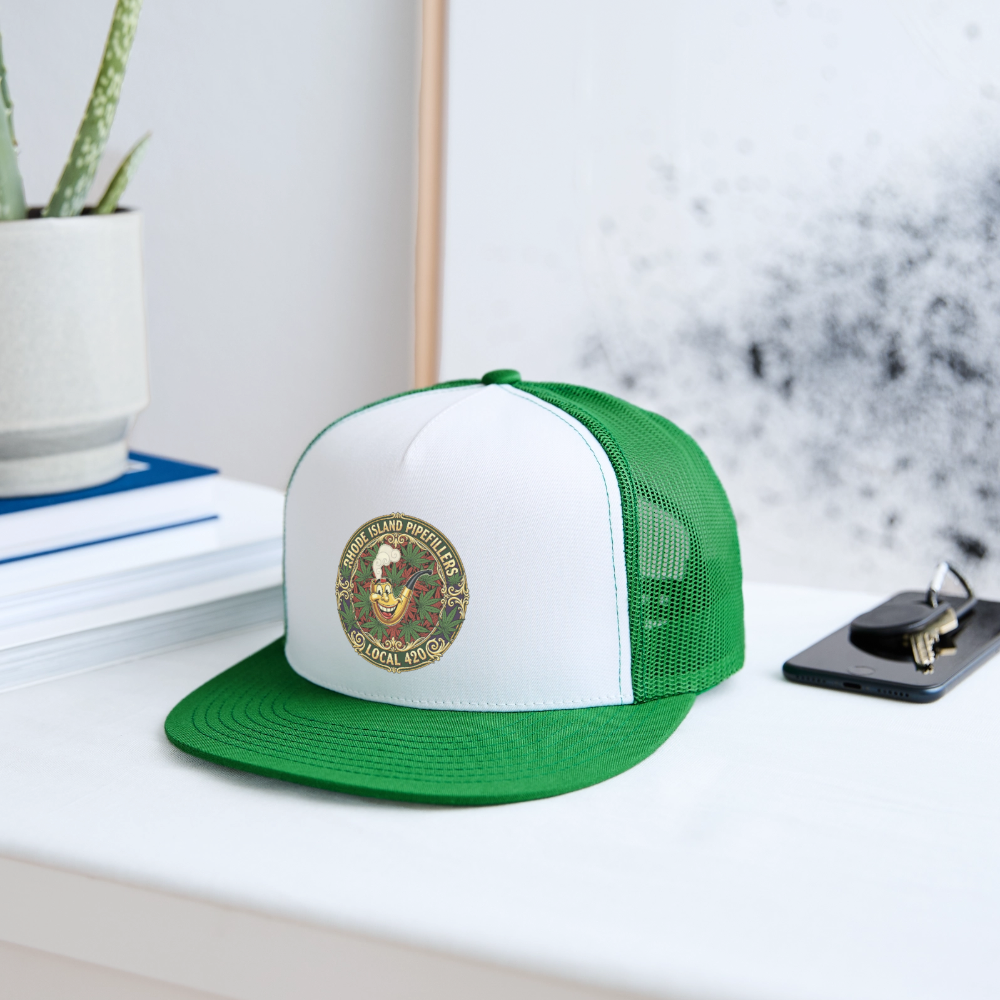 TEXAS PIPEFILLERS LOCAL 420 Trucker Hat - white/kelly green