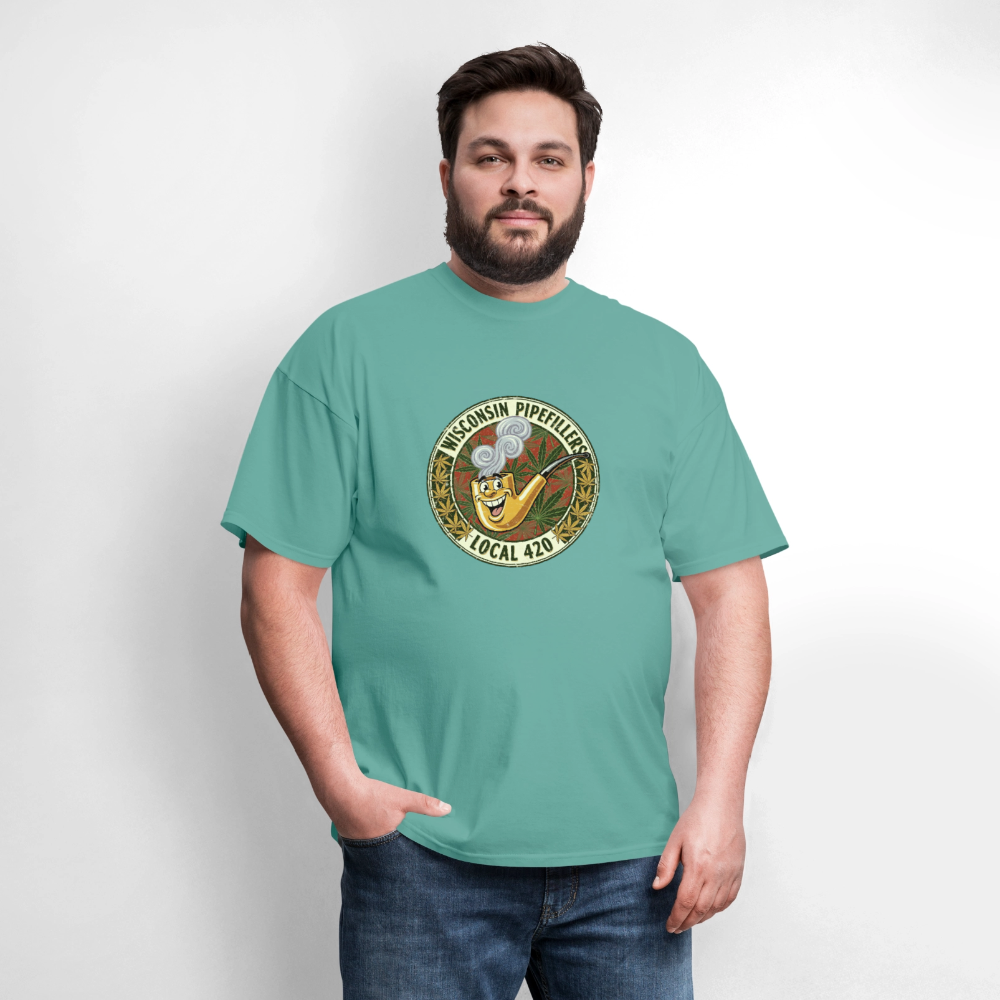 WISCONSIN PIPEFILLERS LOCL 420 F/B DESIGN Men's T-Shirt - aquatic