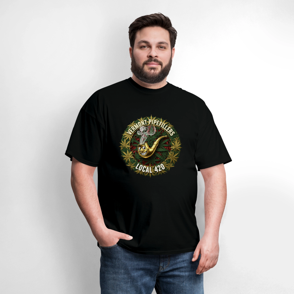 VERMONT PIPEFILLERS LOCAL 420  F/B DESIGN Men's T-Shirt - black