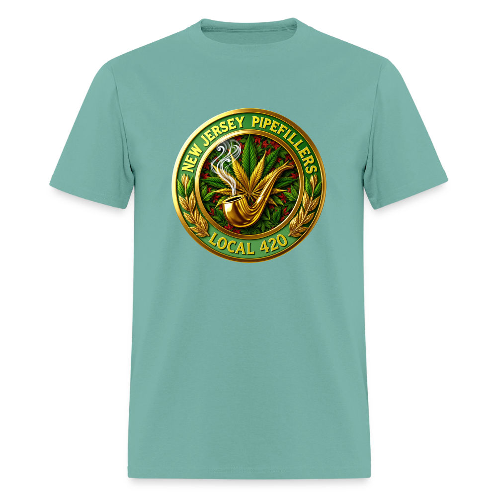NEW JERSEY PIPEFILLERS LOCAL 420 F/B DESIGN Men's T-Shirt - aquatic