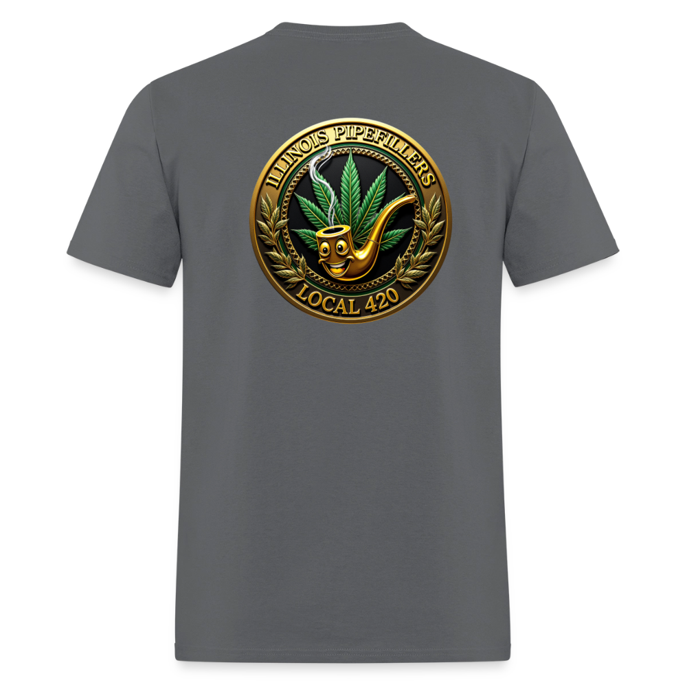 ILLINOIS PIPEFILLERS LOCAL 420 F/B EMBLEMS Men's T-Shirt - charcoal