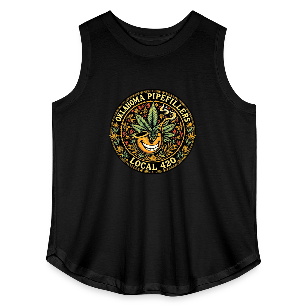 OKLAHOMA PIPEFILLERS LOCAL 420  Women's Curvy Relaxed Tank Top - black