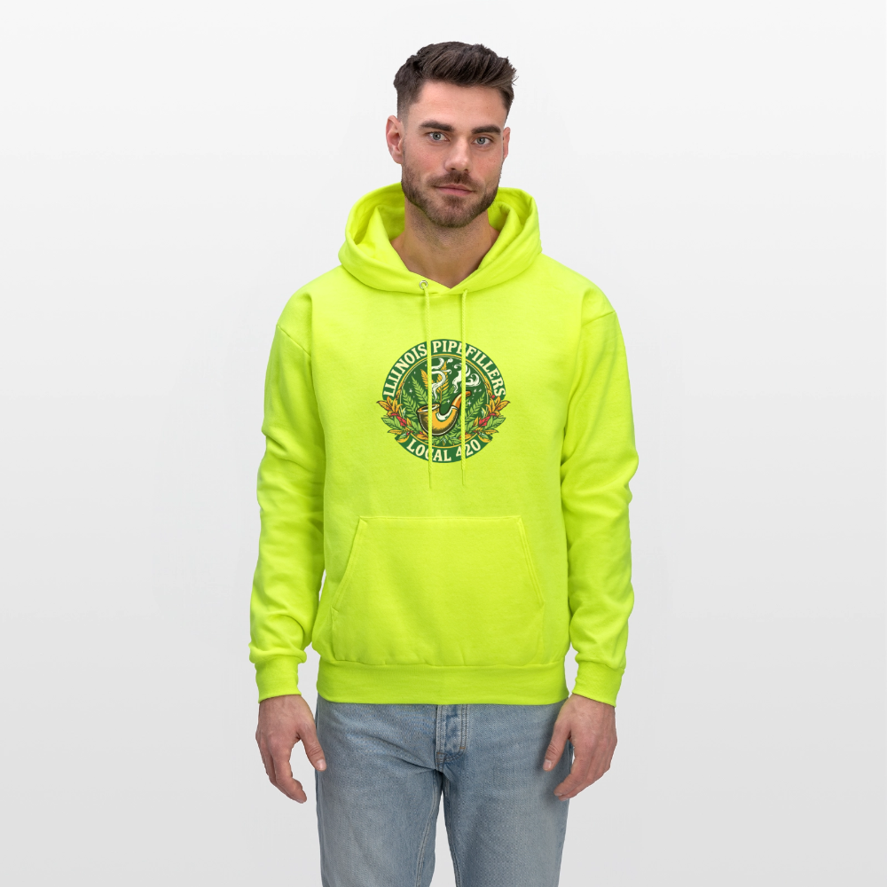 ILLINOIS PIPEFILLERS LOCAL 420 F/B DESIGN Men's Hoodie - safety green