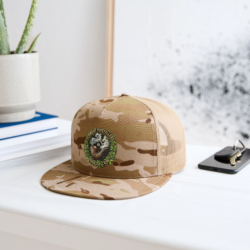 VERMONT PIPEFILLERS LOCAL 420 CAMO Trucker Hat - MultiCam\tan