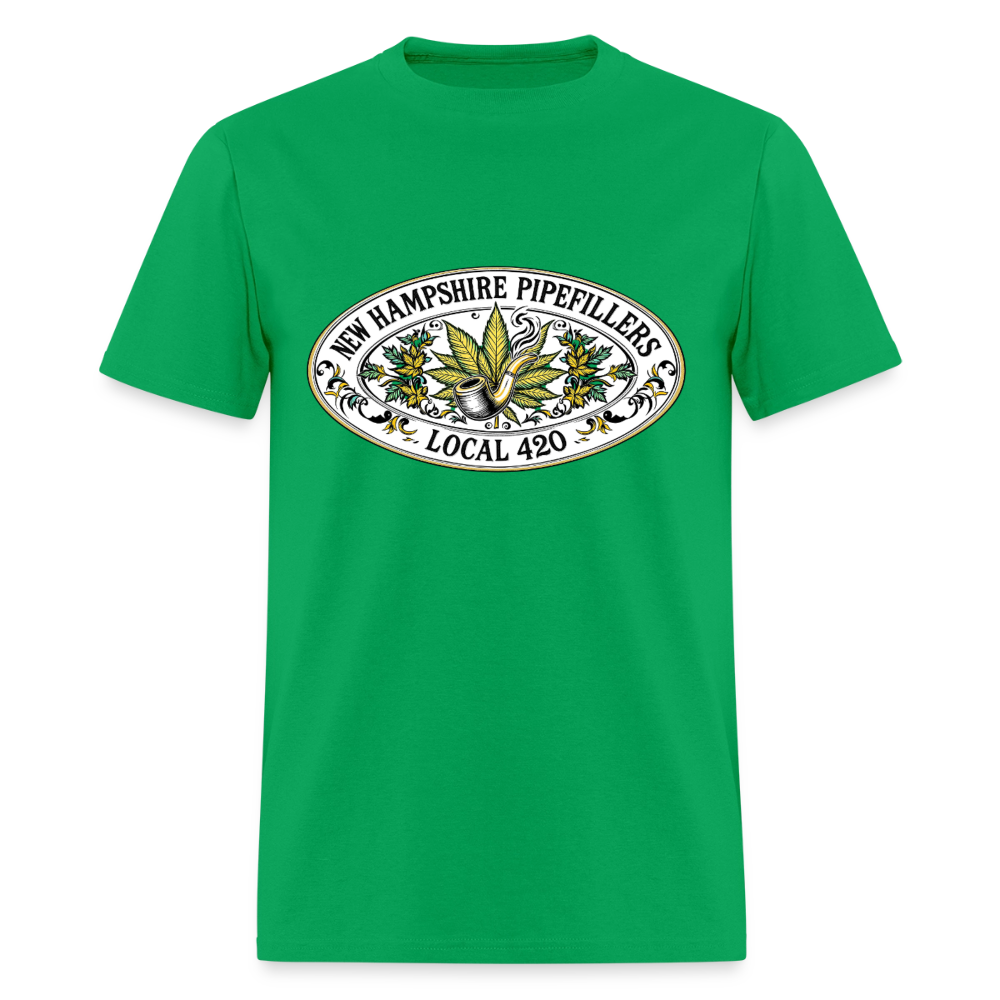 NEW HAMPSHIRE PIPEFILLERS LOCAL 420 2 EMBLEM Men's T-Shirt - bright green