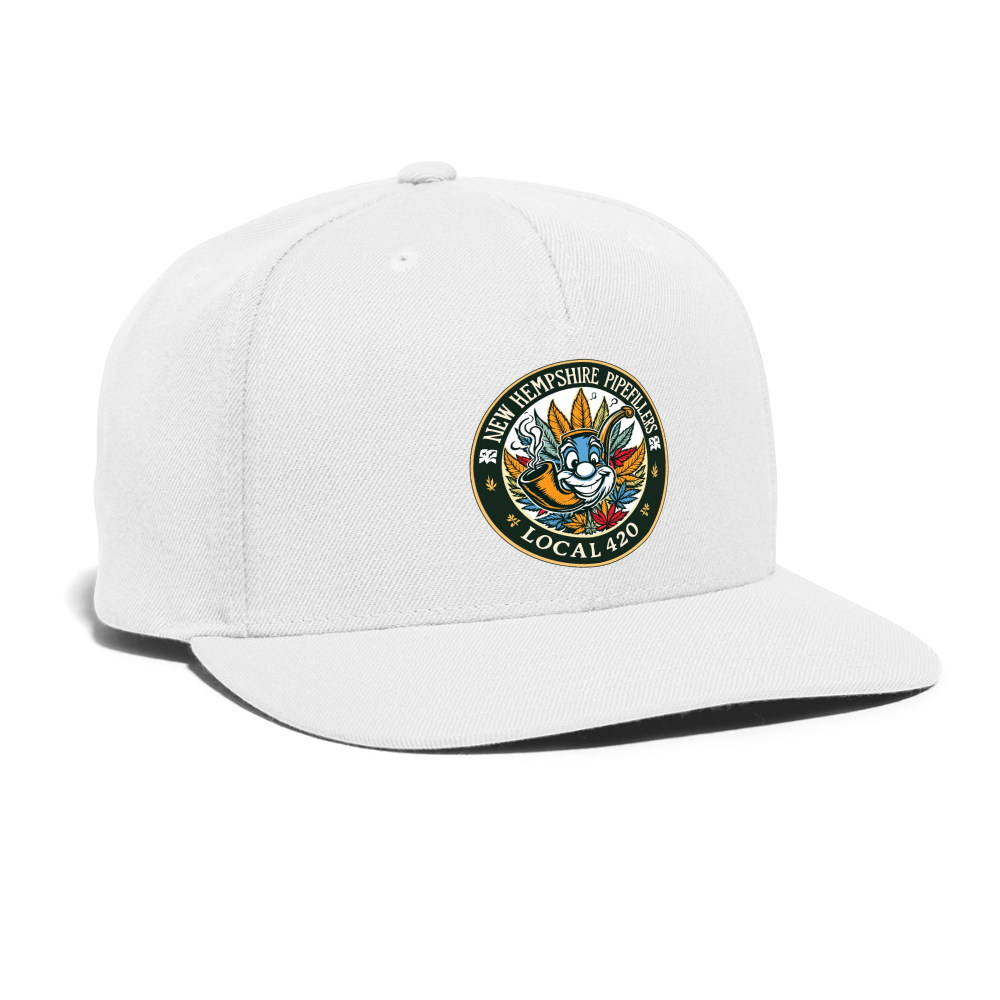 NEW HEMPSHIRE PIPEFILLERS LOCAL 420 Snapback Baseball Cap - white
