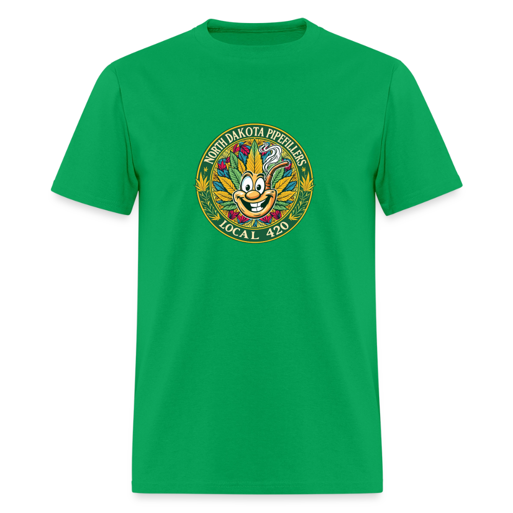 NORTH DAKOTA PIPEFILLERS LOCAL 420 F/B 2 DESIGNS Men's T-Shirt - bright green