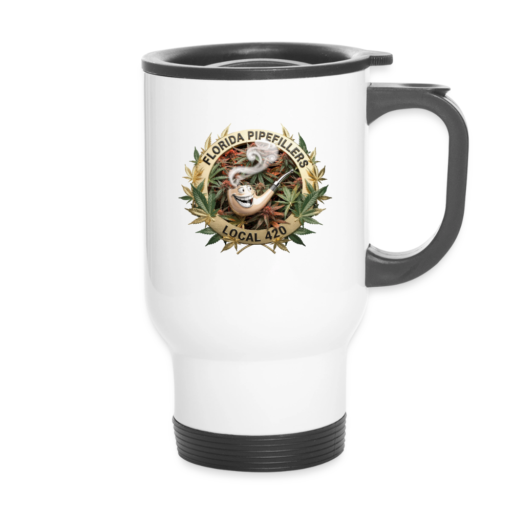 FLORIDA PIPEFILLERS LOCAL 420 14oz Stainless Steel Travel Mug - white