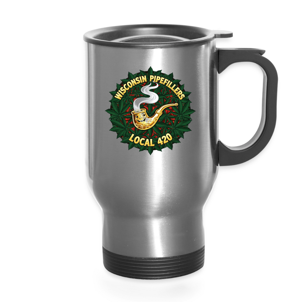 WISCONSIN PIPEFILLERS LOCAL 420 14oz Stainless Steel Travel Mug - silver