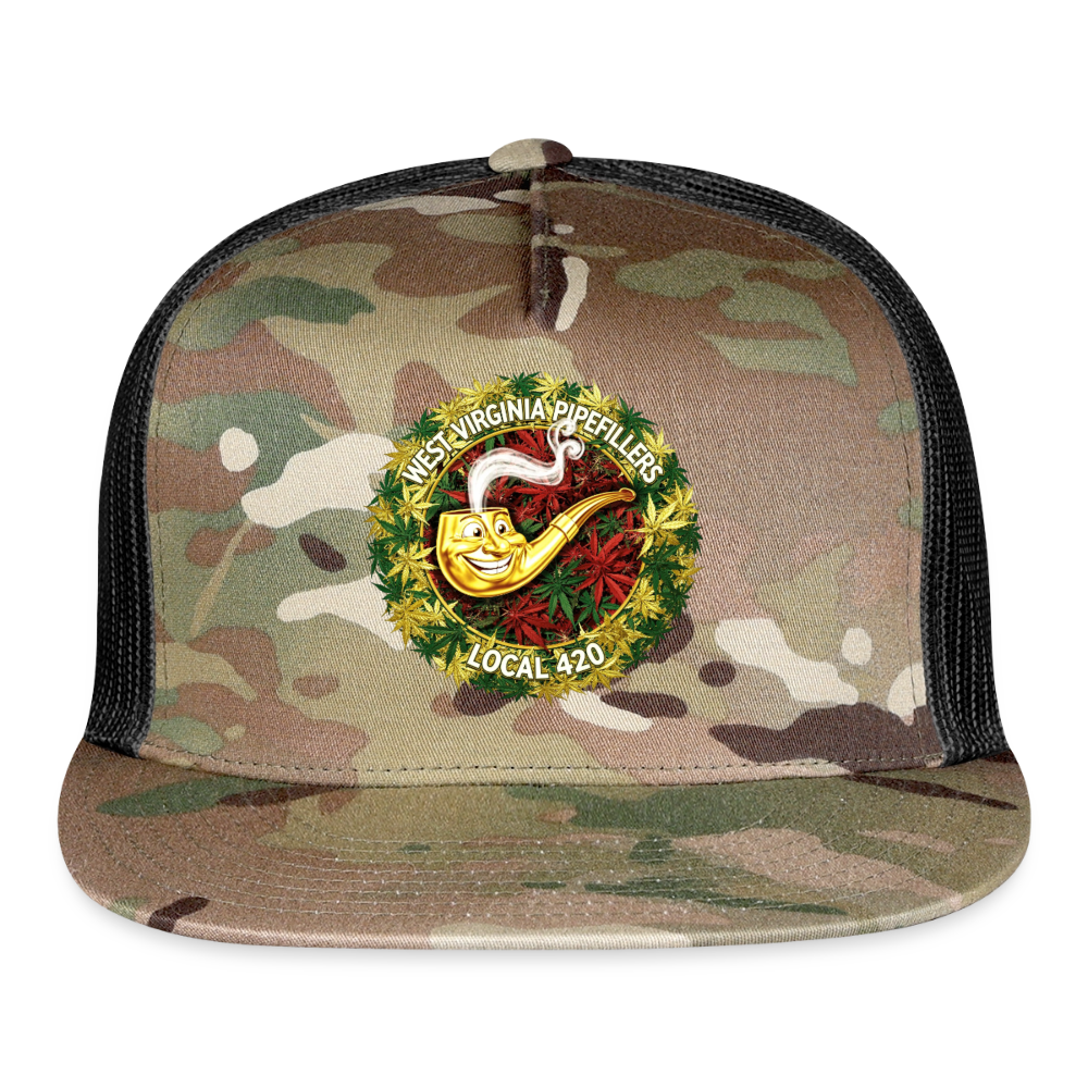 WEST VIRGINIA PIPIEFILLERS LOCAL 420 CAMO Trucker Hat - MultiCam\black