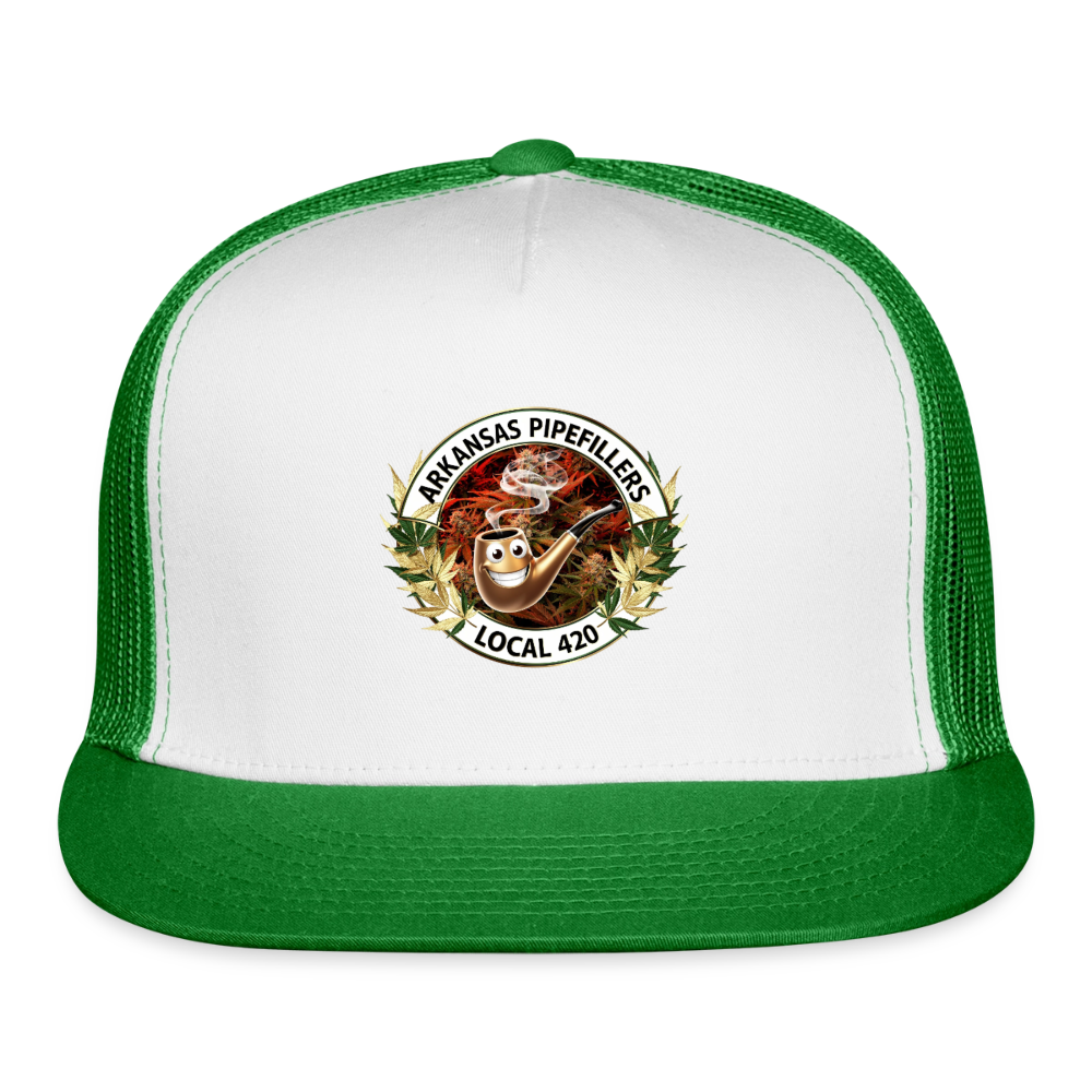 ARKANSAS  PIPEFILLERS LOCAL 420 Trucker Hat - white/kelly green