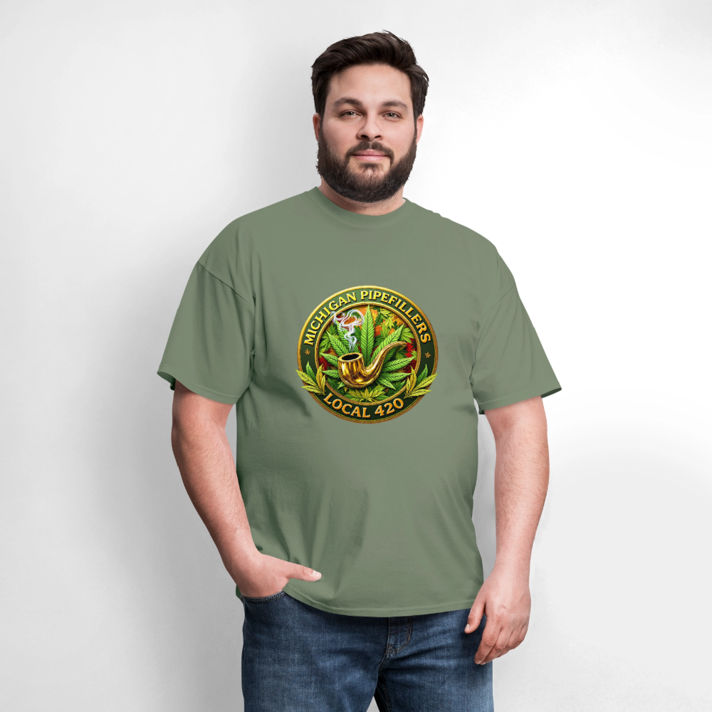 MICHIGAN PIPEFILLERS LOCAL 420 F/B DESIGN Men's T-Shirt - military green