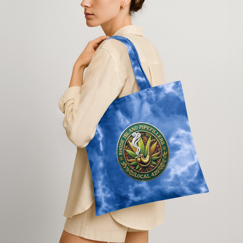 RHODE ISLAND PIPEFILLERS LOCAL 420 Tie Dye Tote Bag - cloudy blue