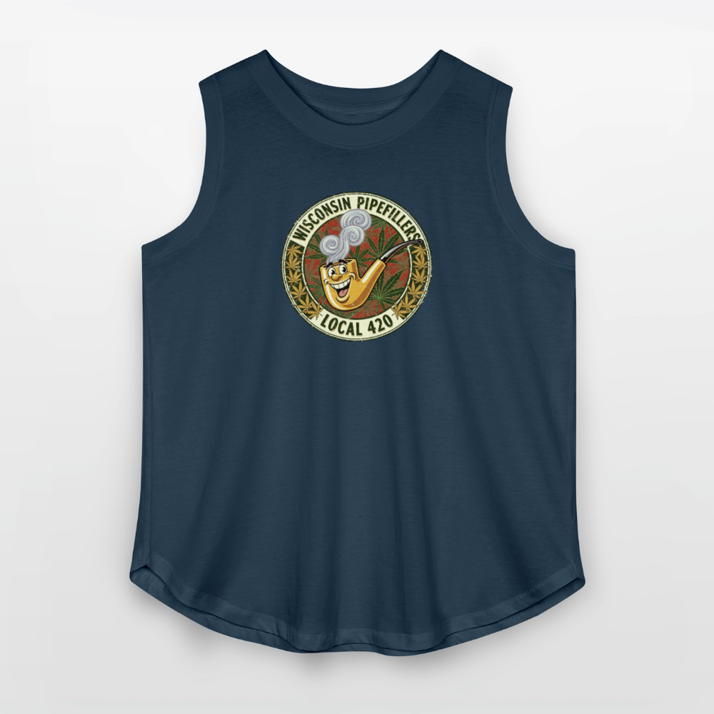 WISCONSIN PIPEFILLERS LOCL 420 F/B DESIGN Women's Curvy Relaxed Tank Top - denim