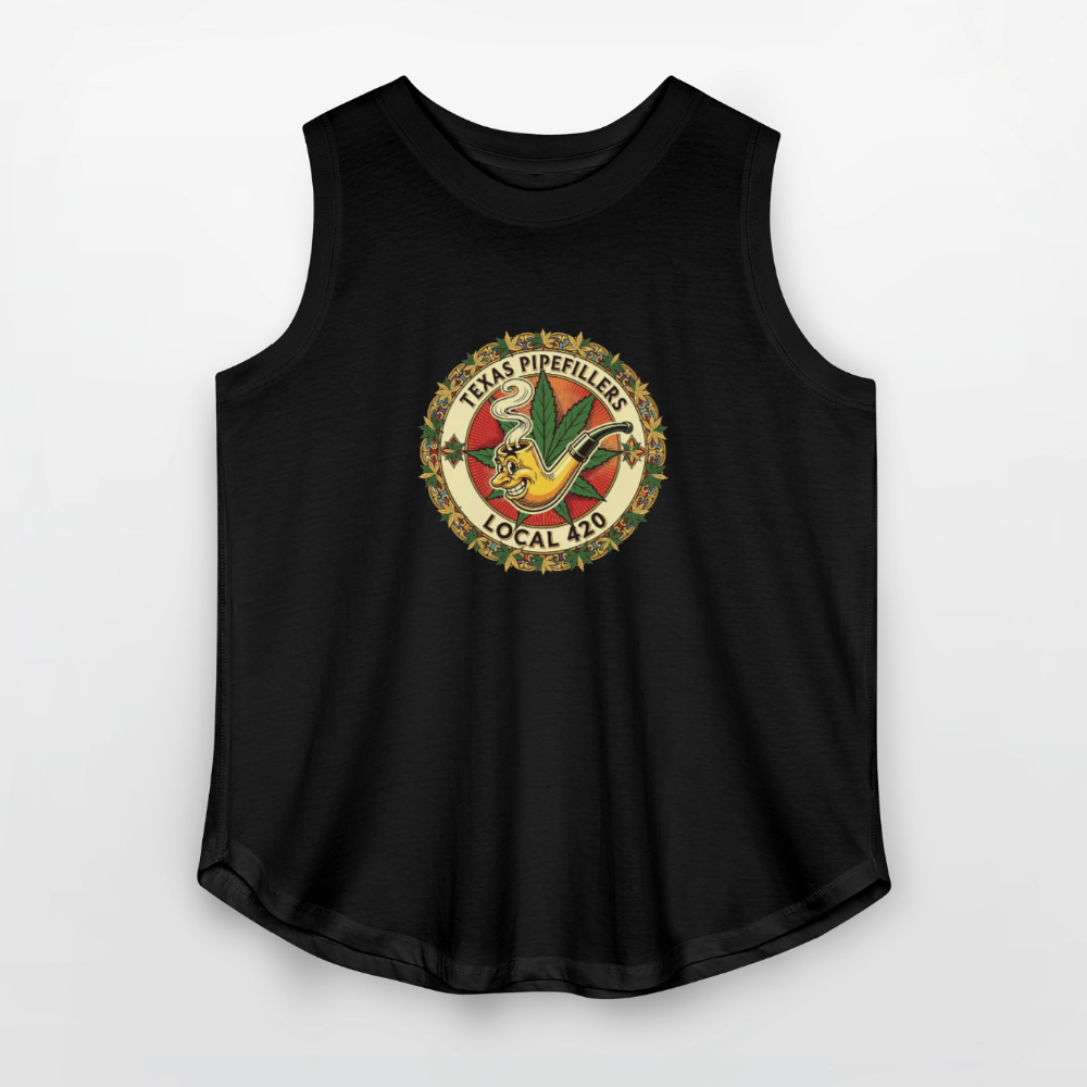 TEXAS PIPEFILLERS LOCAL 420 Women's Curvy Relaxed Tank Top - black