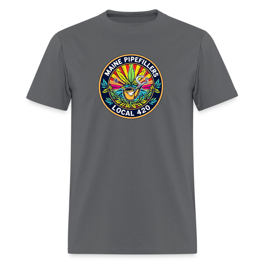 MAINE PIPEFILLERS LOCAL 420 2 EMBLEM Men's T-Shirt - charcoal