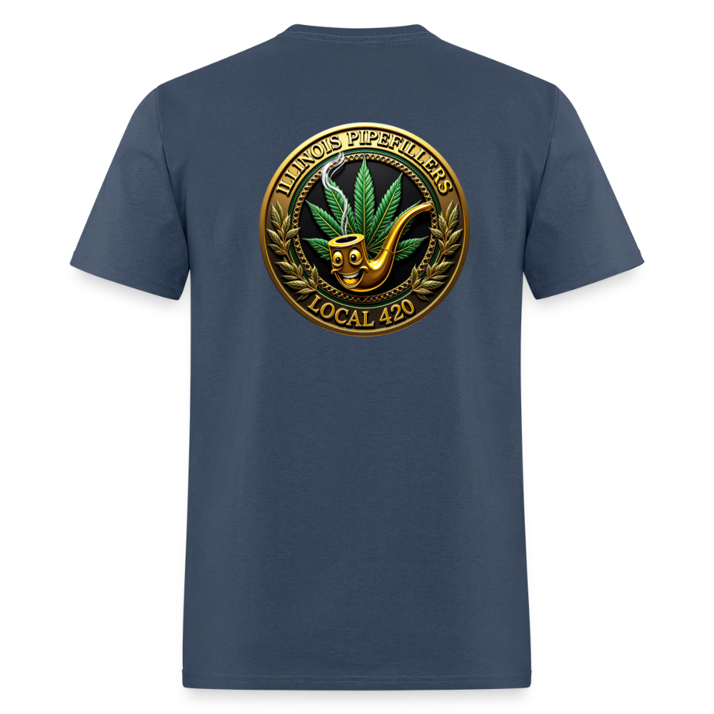 ILLINOIS PIPEFILLERS LOCAL 420 F/B EMBLEMS Men's T-Shirt -  blue dusk