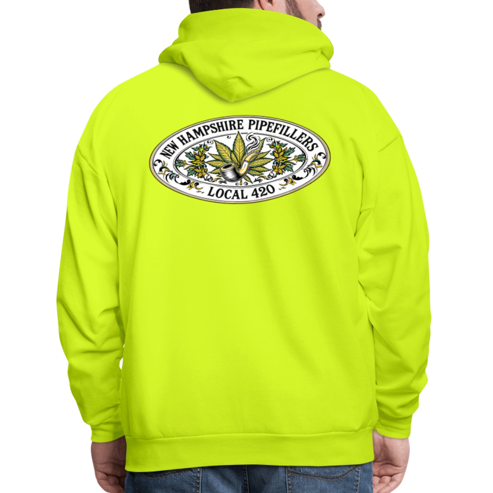 NEW HAMPSHIRE PIPEFILLERS LOCAL 420 2 EMBLEM Men's Hoodie - safety green