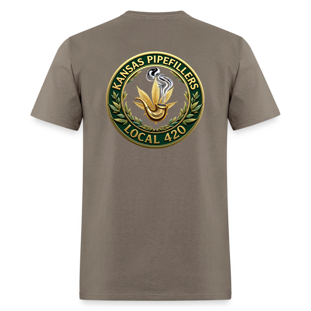KANSAS PIPEFILLERS LOCAL 420 F/B DESIGNS Men's T-Shirt - safari