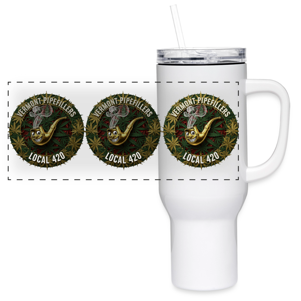 VERMONT PIPEFILLERS LOCAL 420 40oz Stainless Steel Travel Tumbler - white
