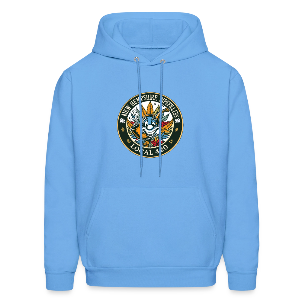 NEW HEMPSHIRE PIPEFILLERS LOCAL 420 2 EMBLEM Men's Hoodie - carolina blue