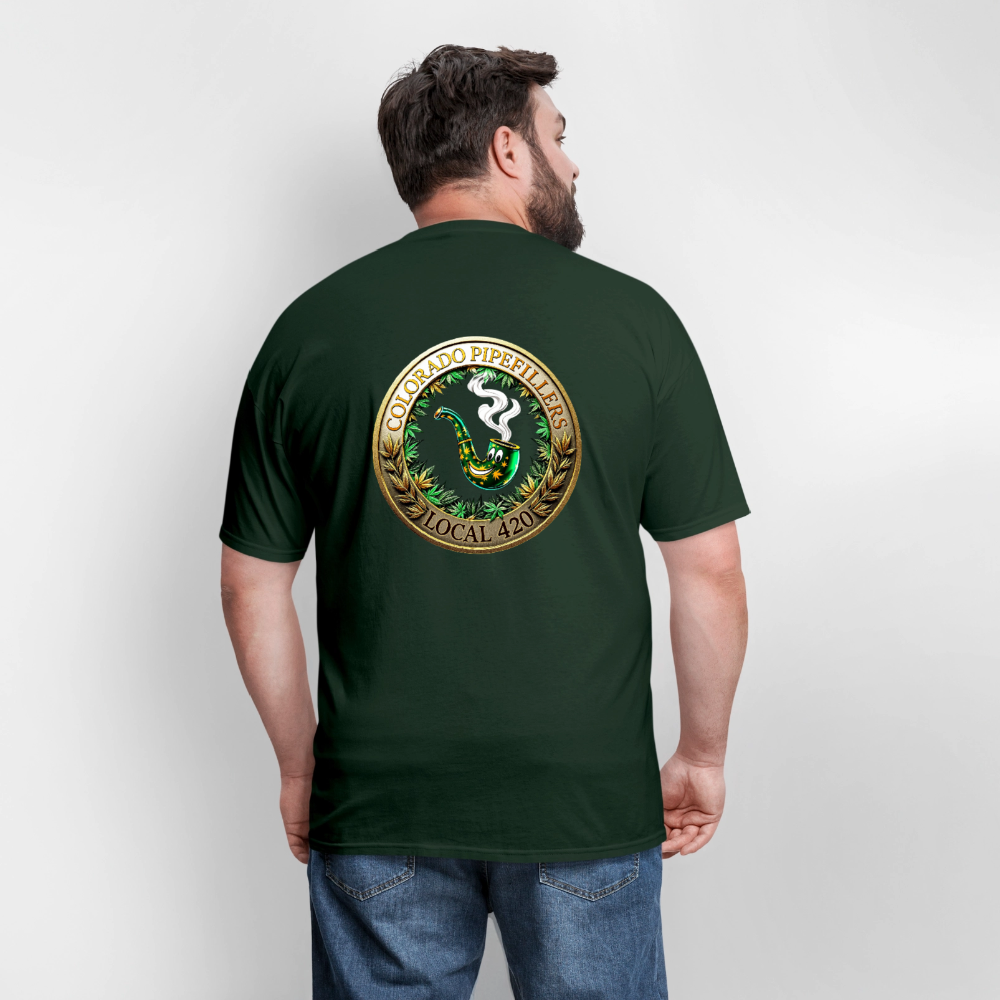 COLORADO PIPEFILLERS LOCAL 420 F/B EMBLEMS Men's T-Shirt - forest green