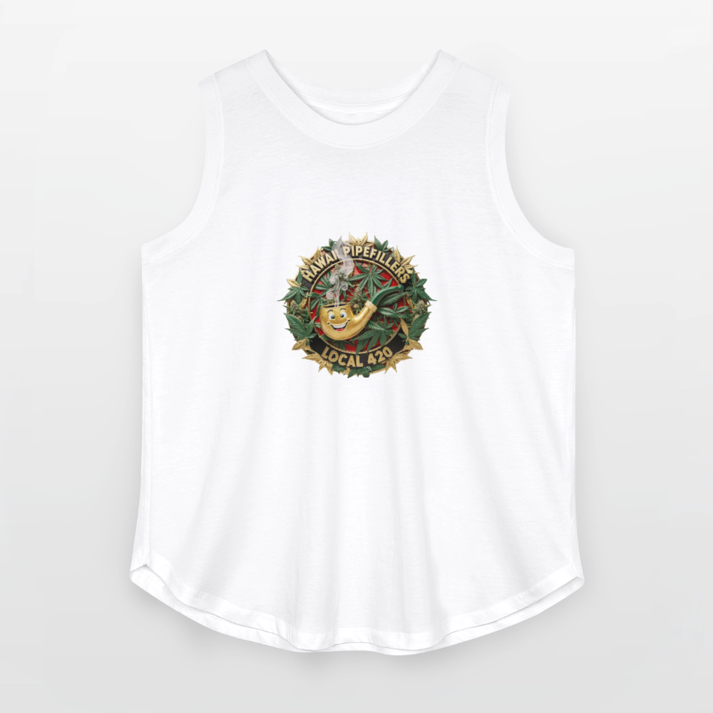 HAWAII PIPEFILLERS LOCAL 420 Women's Curvy Relaxed Tank Top - white