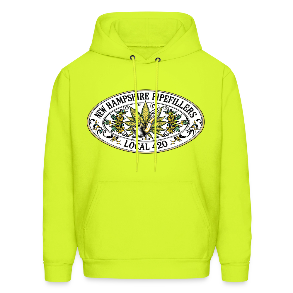 NEW HAMPSHIRE PIPEFILLERS LOCAL 420 2 EMBLEM Men's Hoodie - safety green