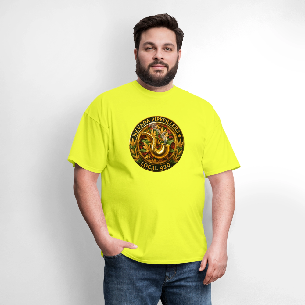 NEVADA PIPEFILLERS LOCAL 420 F/B DESIGN Men's T-Shirt - safety green
