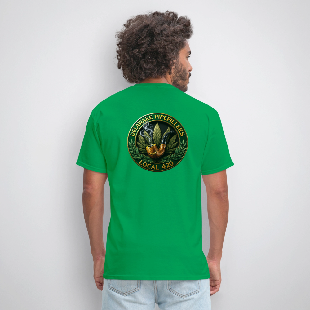 DELAWARE  PIPEFILLERS LOCAL 420 F/B DESIGN Men's T-Shirt - bright green
