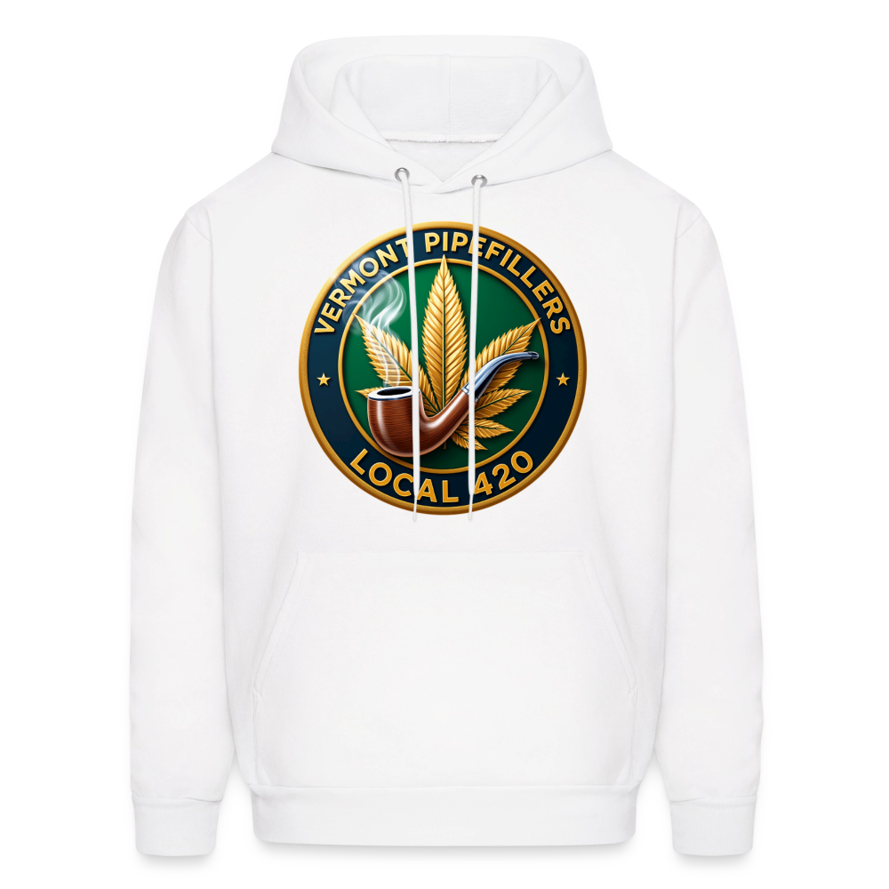 VERMONT PIPEFILLERS LOCAL 420 2 EMBLEM Men's Hoodie - white