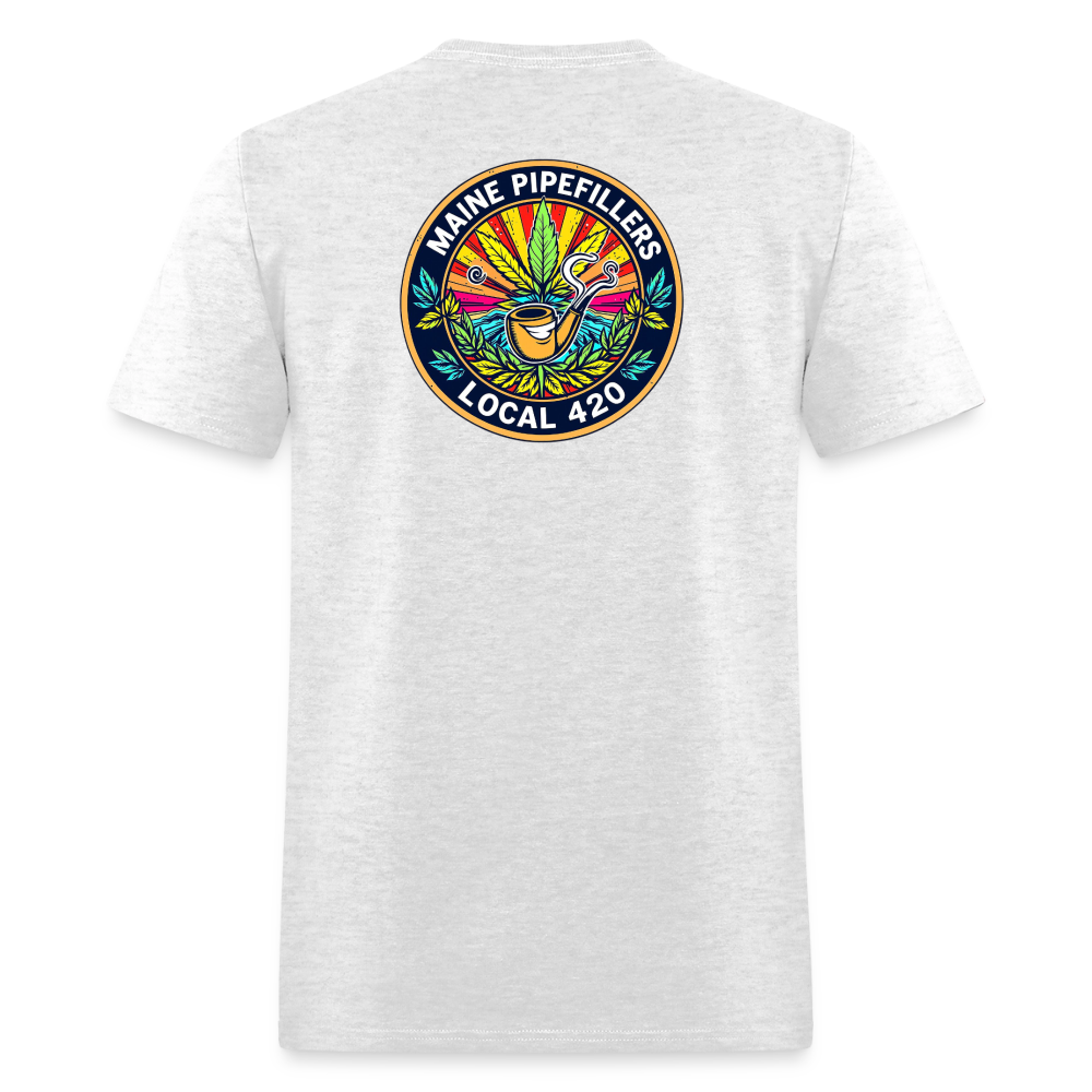 MAINE PIPEFILLERS LOCAL 420 2 EMBLEM Men's T-Shirt - light heather gray