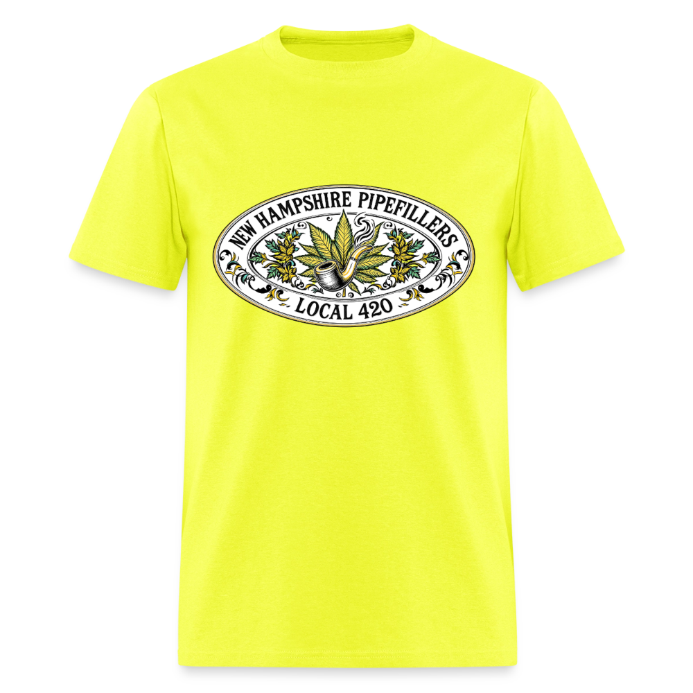 NEW HAMPSHIRE PIPEFILLERS LOCAL 420 2 EMBLEM Men's T-Shirt - safety green