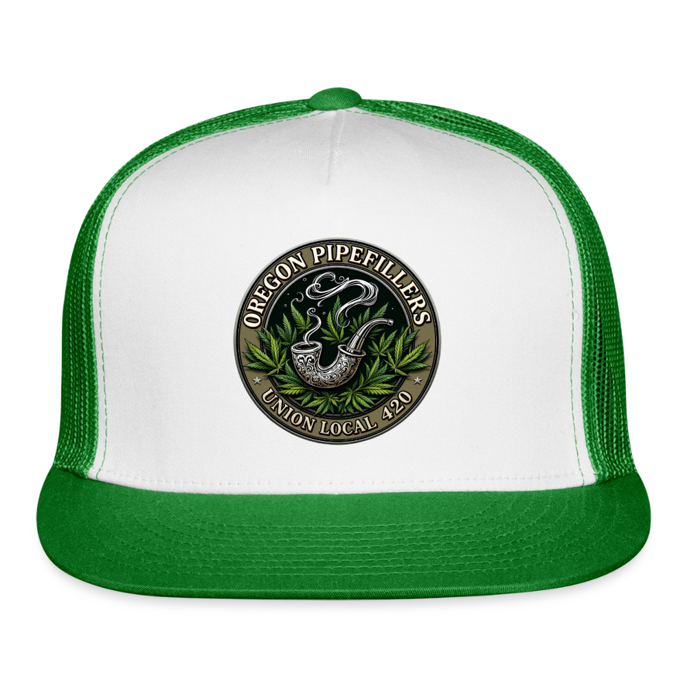 OREGON PIPEFILLERS UNION LOCAL 420 Trucker Hat - white/kelly green