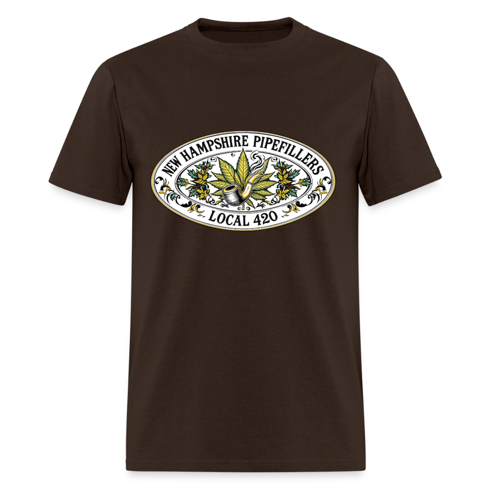 NEW HAMPSHIRE PIPEFILLERS LOCAL 420 2 EMBLEM Men's T-Shirt - brown