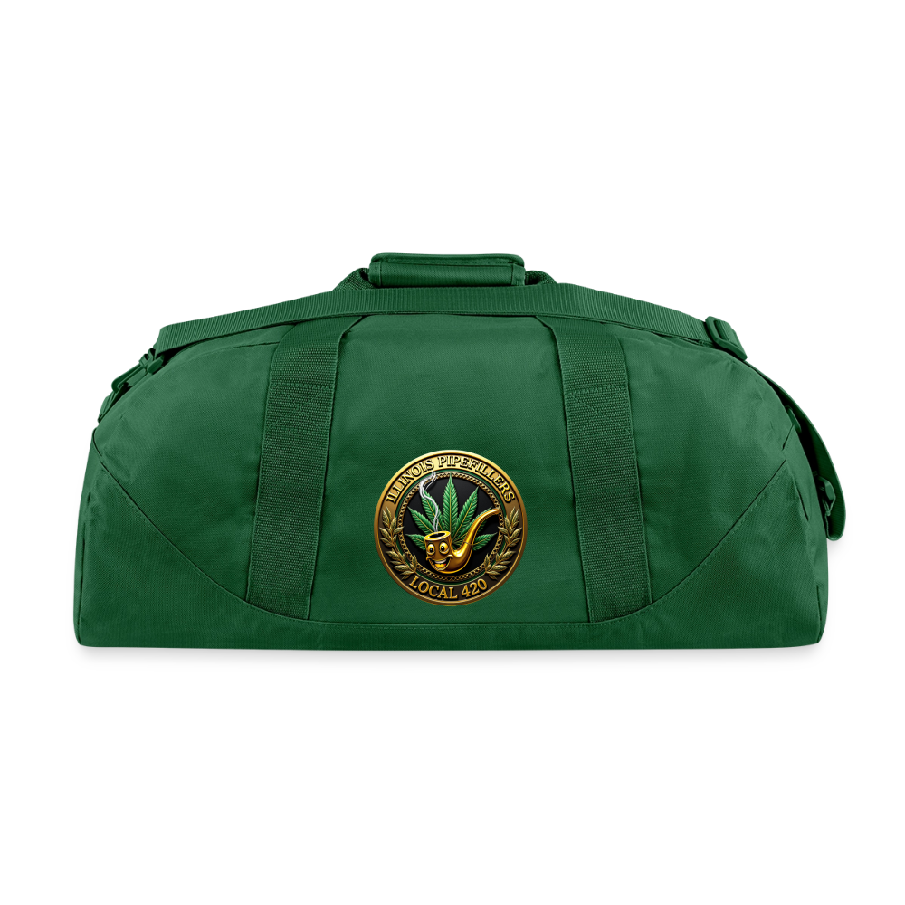 ILLINOIS PIPEFILLERS LOCAL 420 2 EMBLEMS Duffel Bag - forest green