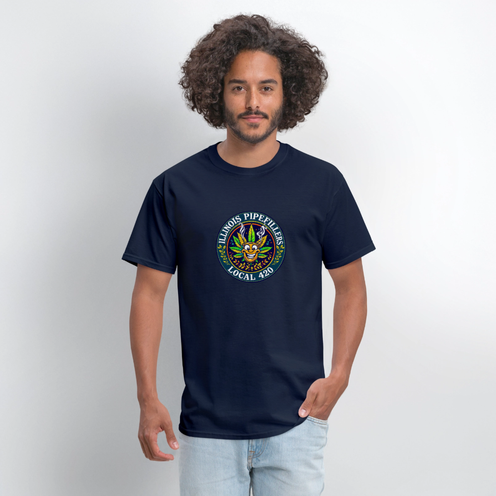 ILLINOIS PIPEFILLERS LOCAL 420 F/B DESIGN Men's T-Shirt - navy