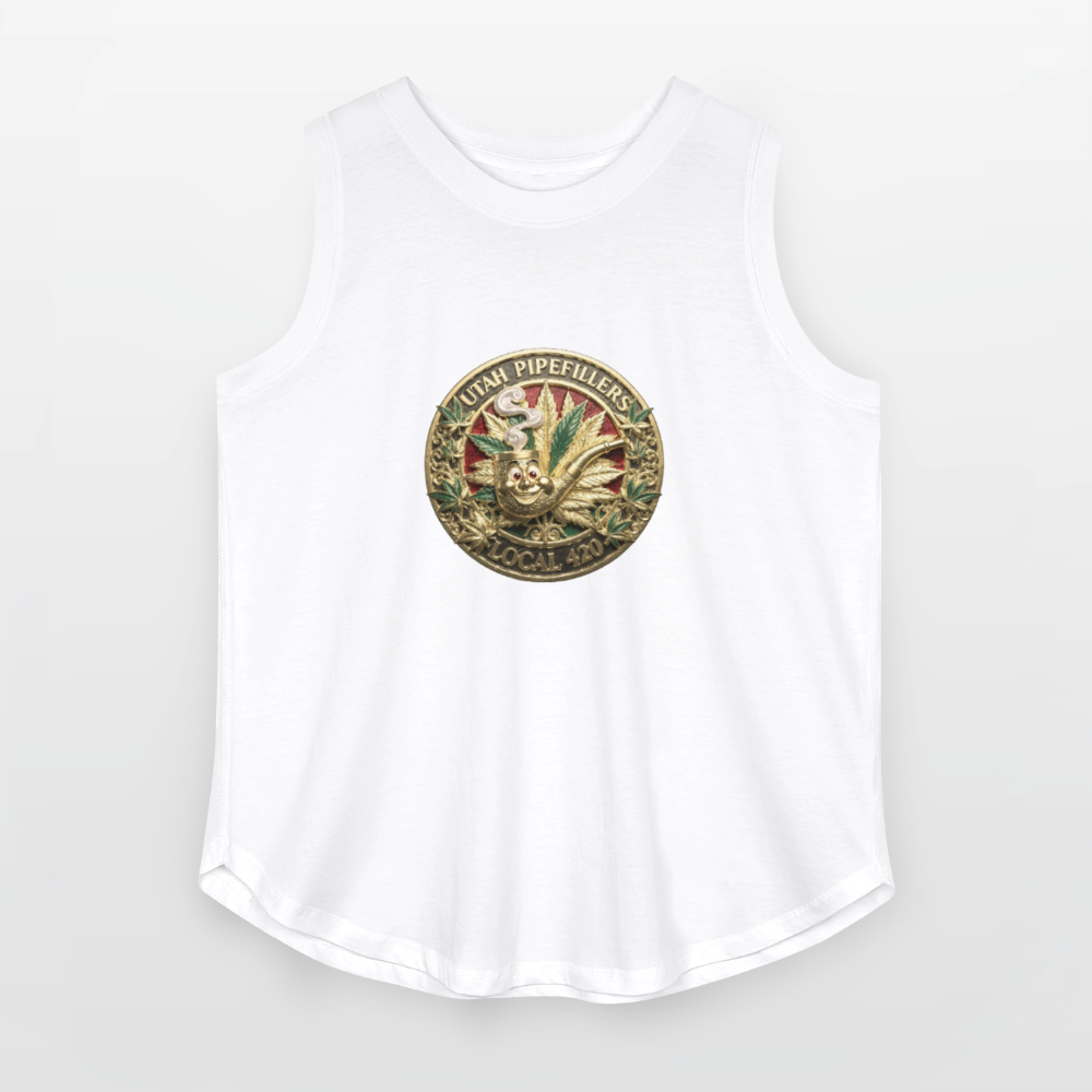 UTAH PIPEFILLERS LOCAL 420 Women's Curvy Relaxed Tank Top - white