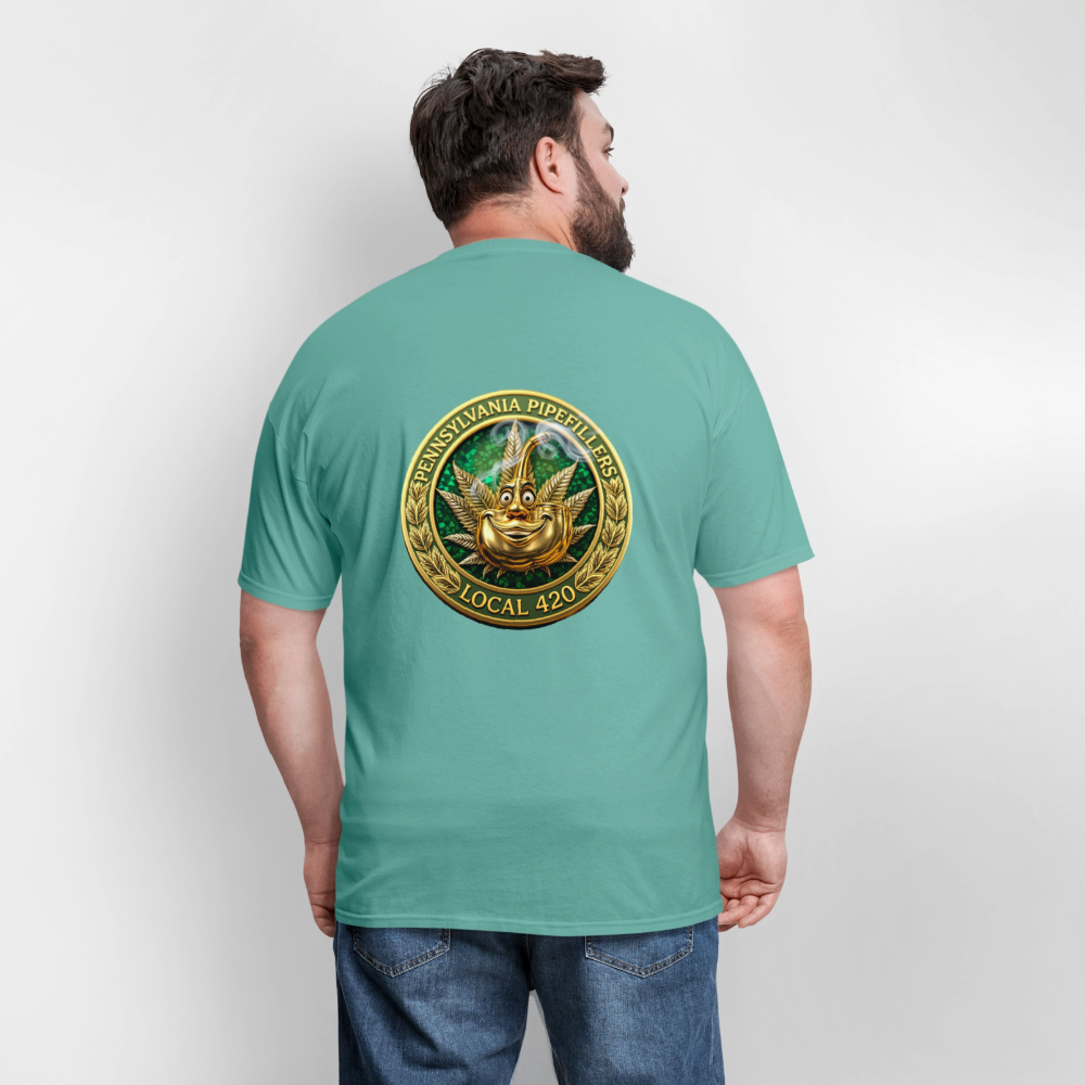PENNSYLVANIA PIPEFILLERS LOCAL 420 F/B DESIGNS Men's T-Shirt - aquatic