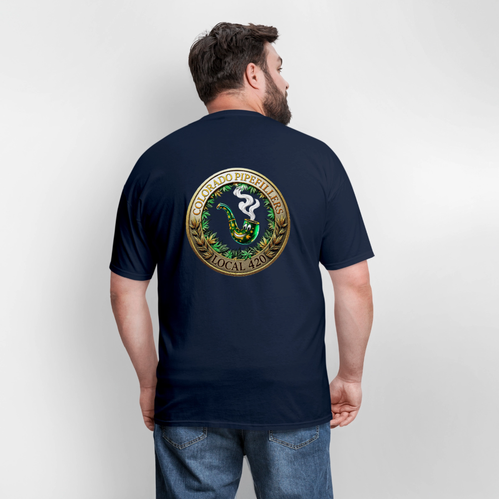 COLORADO PIPEFILLERS LOCAL 420 F/B EMBLEMS Men's T-Shirt - navy